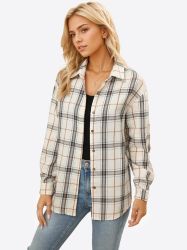 Imily Bela Flanellbluse Damen Langarmshirt Plaid günstig online kaufen