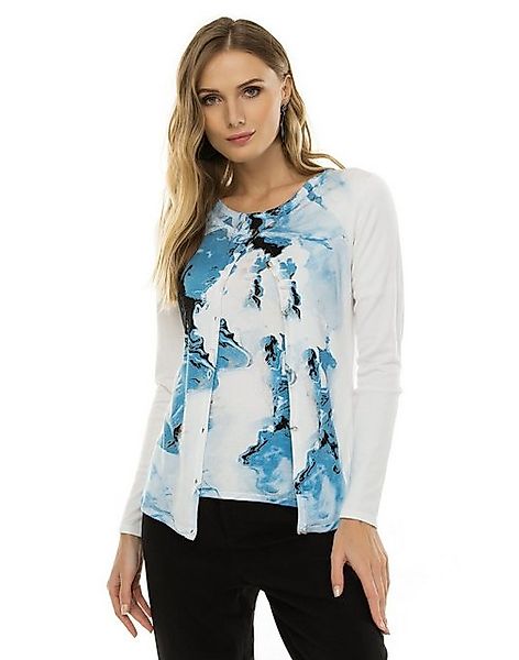 Passioni 2-in-1-Strickjacke Twinset mit abstraktem Wasserprint in Blau (Set günstig online kaufen