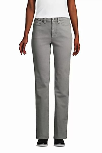 Straight Fit Öko Jeans High Waist, Damen, Größe: 44 32 Normal, Grau, Elasth günstig online kaufen