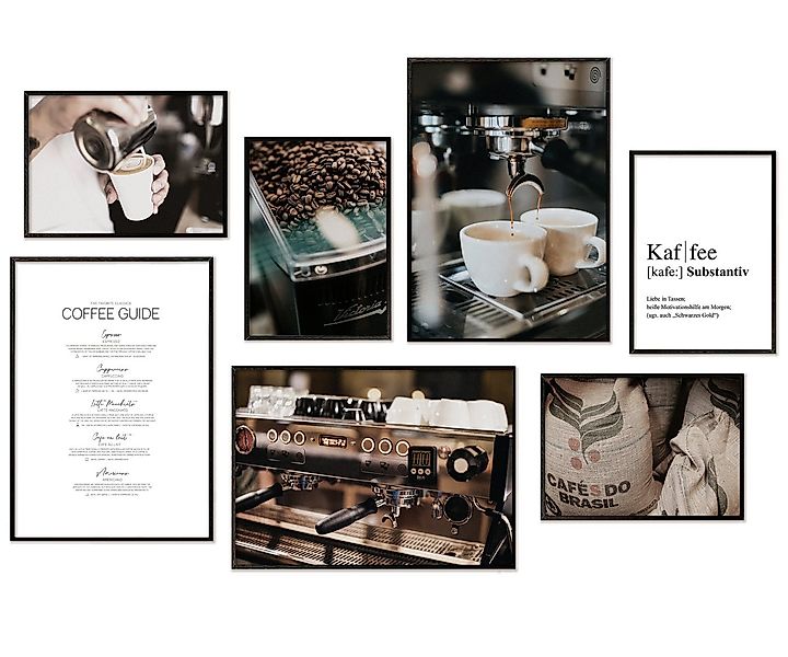 Hyggelig Home Poster Kaffee, Premium Poster Set OHNE & MIT Rahmen - Wandbil günstig online kaufen