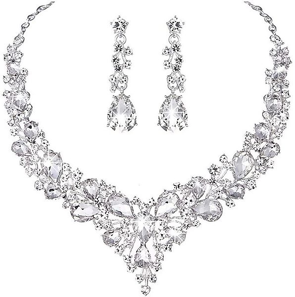 Bextsrack Schmuckset Damen Hochzeits-Schmuckset, Halsketten- und Ohrring-Se günstig online kaufen