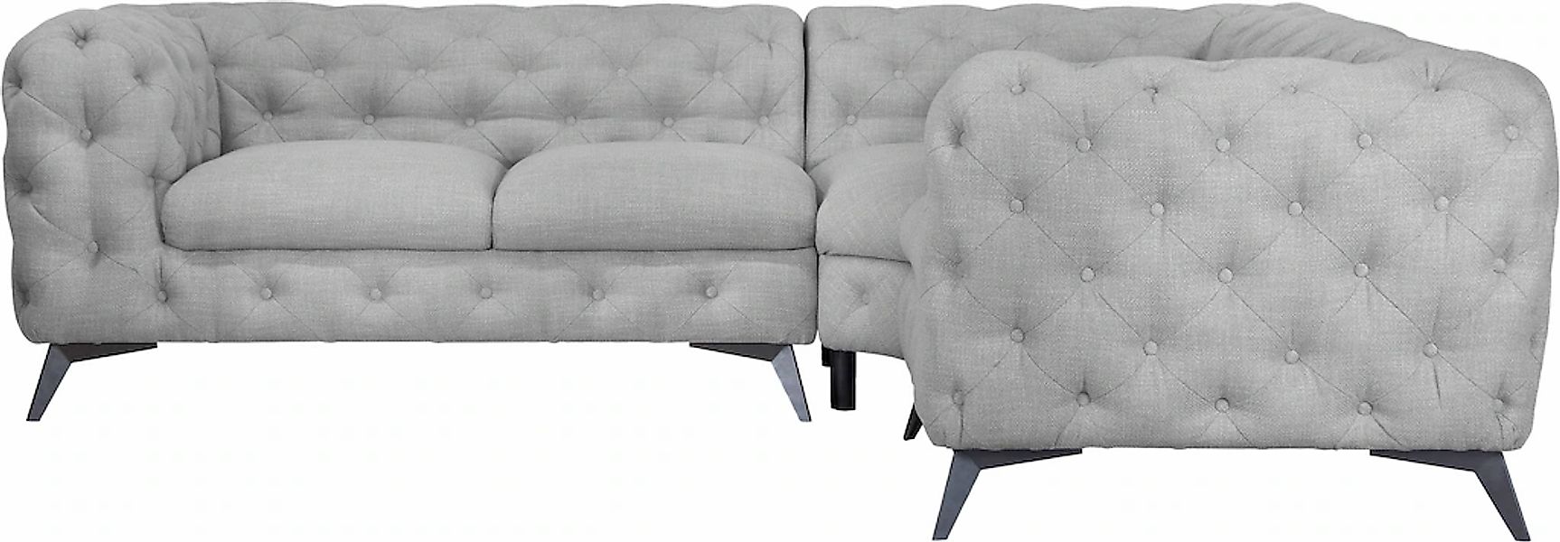 Leonique Chesterfield-Sofa "Ecksofa GLYNIS L-Form mit Wellenunterfederung, günstig online kaufen