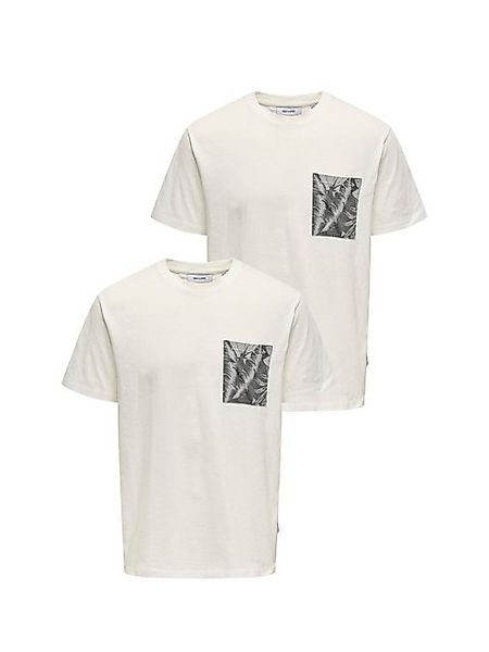 ONLY & SONS T-Shirt 2er-SET Jersey mit Brust-Tasche Tropical Print (2-tlg) günstig online kaufen