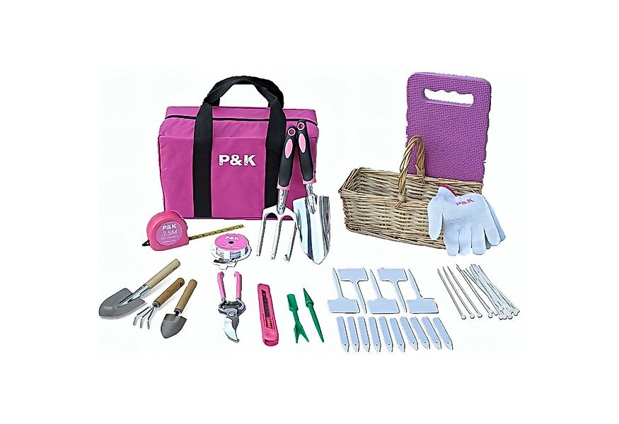 P & K Gartenpflege-Set 49 teiliges Gartenwerkzeugset mit Korb und Tasche günstig online kaufen