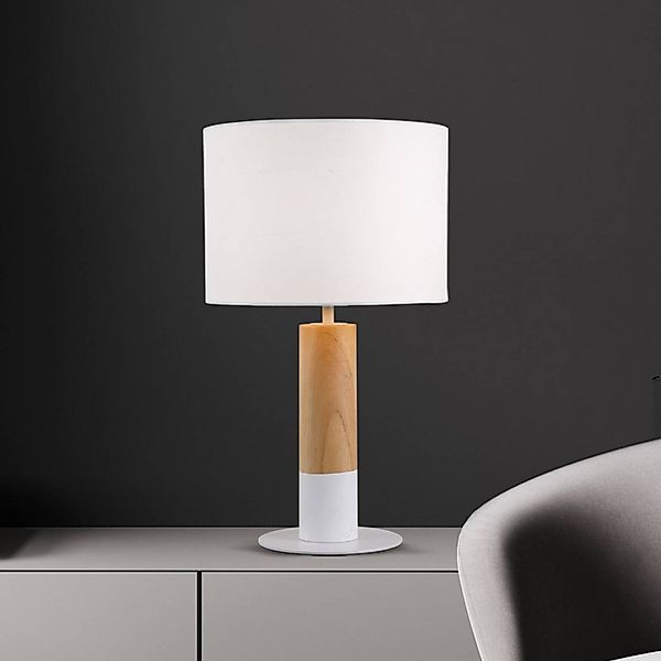 Tischlampe Carroll, holz hell/weiß, Höhe 43 cm, Stoff günstig online kaufen