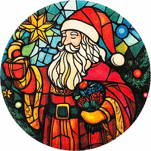 wash+dry by Kleen-Tex Fußmatte "Stainglass Santa" rechteckig 9 mm Höhe wasc günstig online kaufen