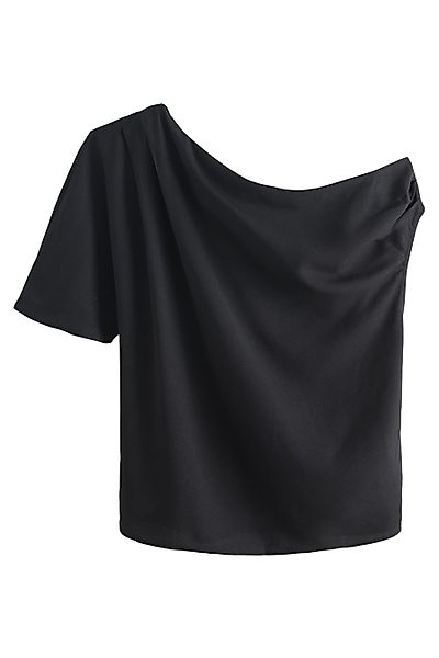 Next Shirtbluse Kurzarm-Oberteil mit asymmetrischer Drapierung günstig online kaufen