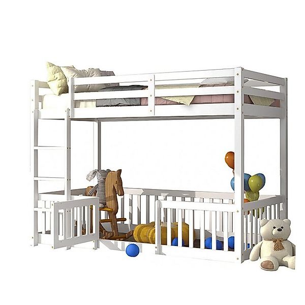 SOFTWEARY Etagenbett mit 2 Schlafgelegenheiten und Rollrost (90x200 cm), Ki günstig online kaufen