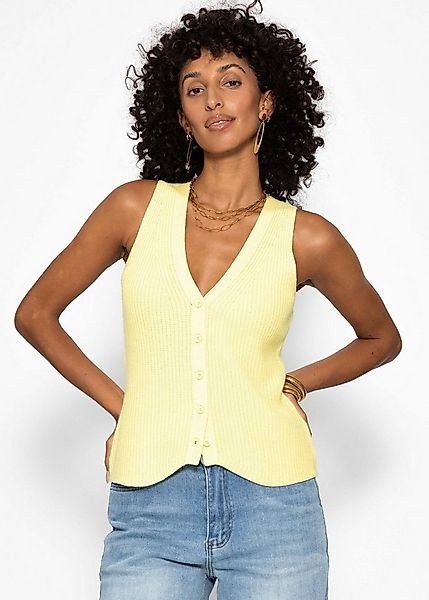 SASSYCLASSY Stricktop Strick-Top mit Knopfleiste für Damen Ärmelloses Top a günstig online kaufen