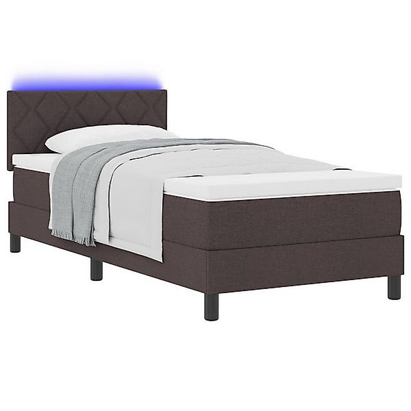 vidaXL Bett Boxspringbett mit Matratze & LED Dunkelbraun 90x190 cm Stoff (1 günstig online kaufen
