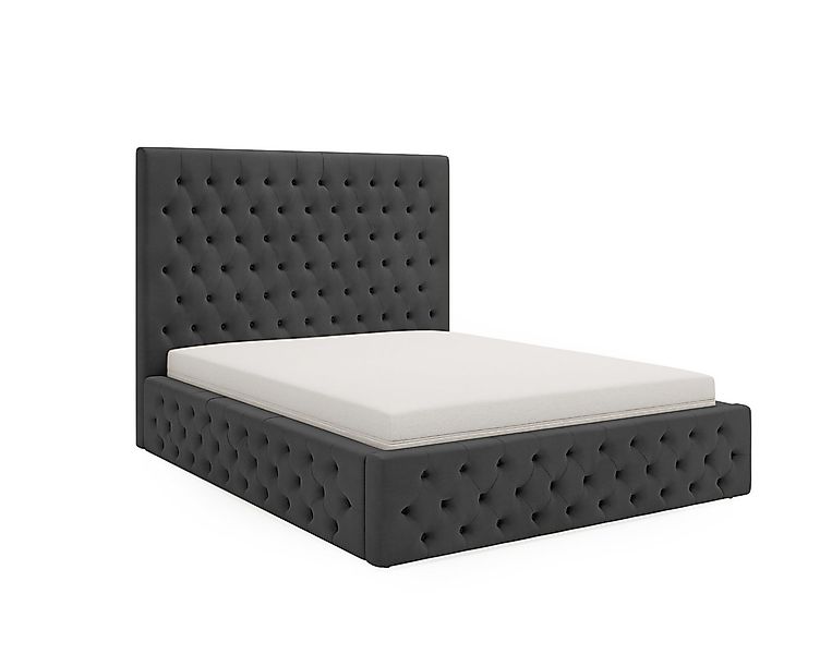 MOEBLO Polsterbett JONES (Doppelbett mit Kopfstütze, Rahmenbettgestell, Che günstig online kaufen