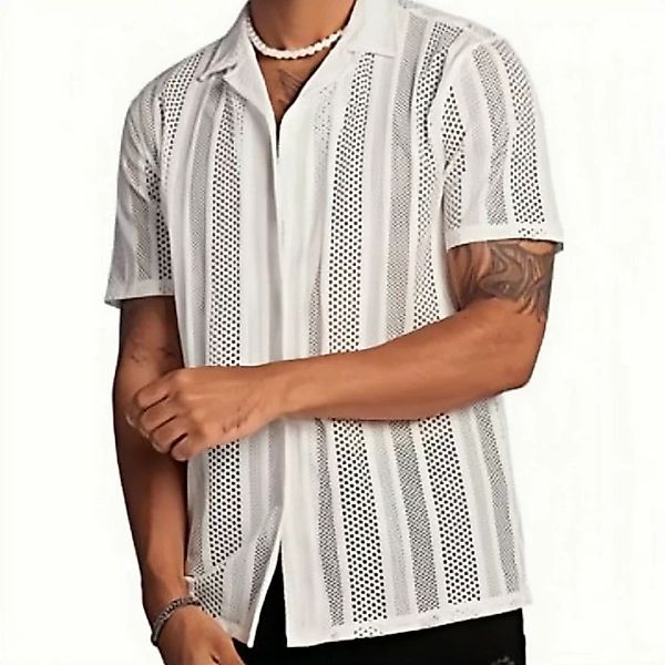 FIDDY Strandshirt Gestrickte Kurzarmhemden für Herren – Sommer-Kurzarmhemde günstig online kaufen