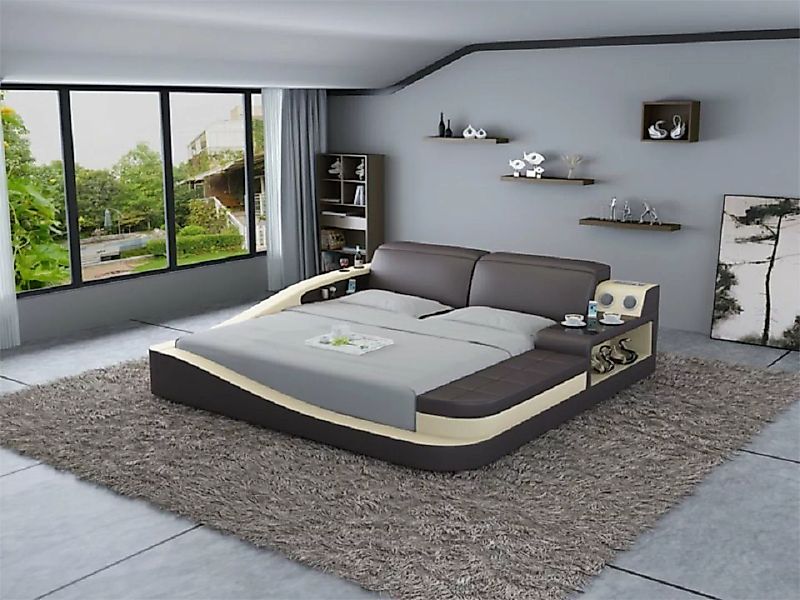 JVmoebel Bett Luxus Schlafzimmer Bett Polster Design Leder Doppel Betten Te günstig online kaufen