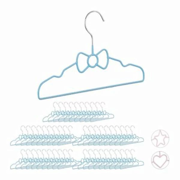 relaxdays 50 x Kinderkleiderbügel Schleife blau günstig online kaufen