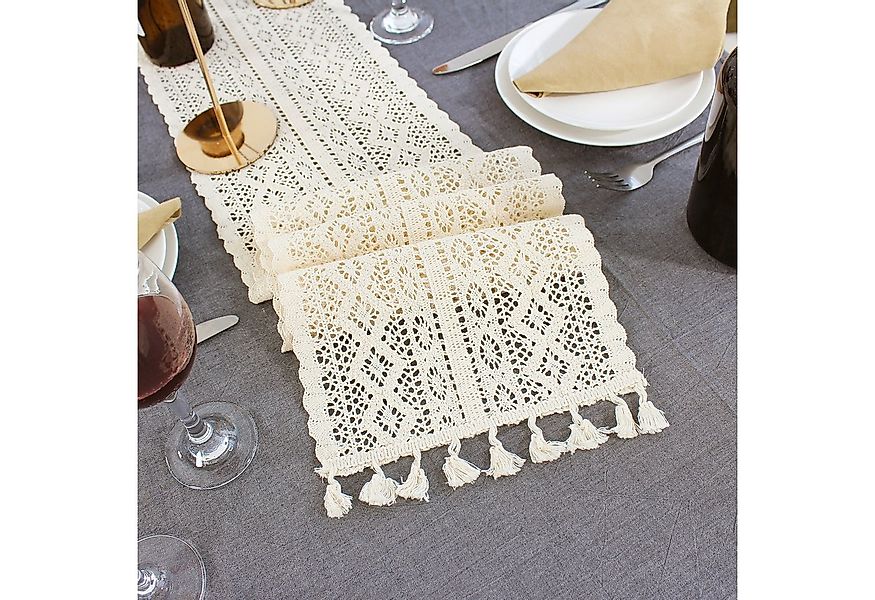 BTTO Tischläufer Boho Baumwollflachs Tischläufer mit Quasten, Home Party De günstig online kaufen