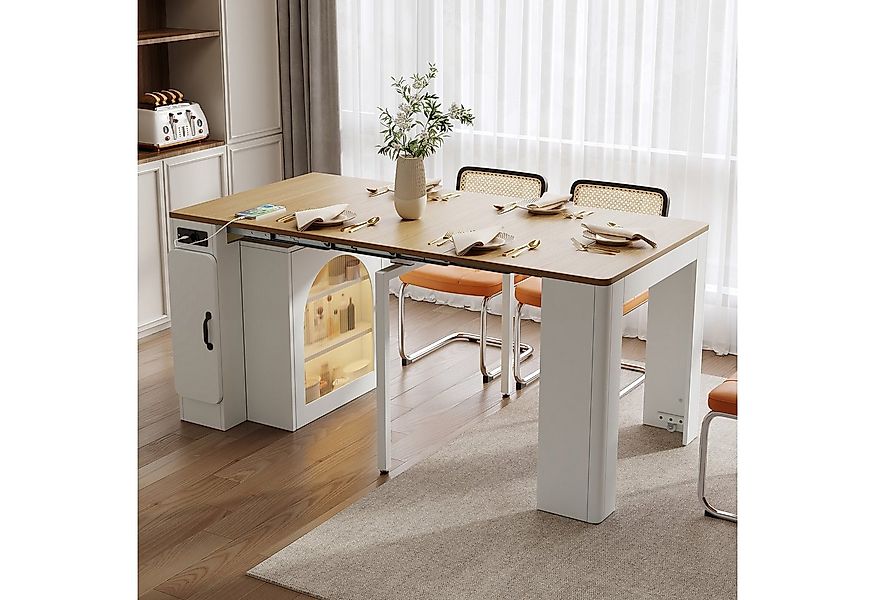 Flieks Kücheninsel mit Steckdosenleisten und LED-Beleuchtung inkl. ausziehb günstig online kaufen