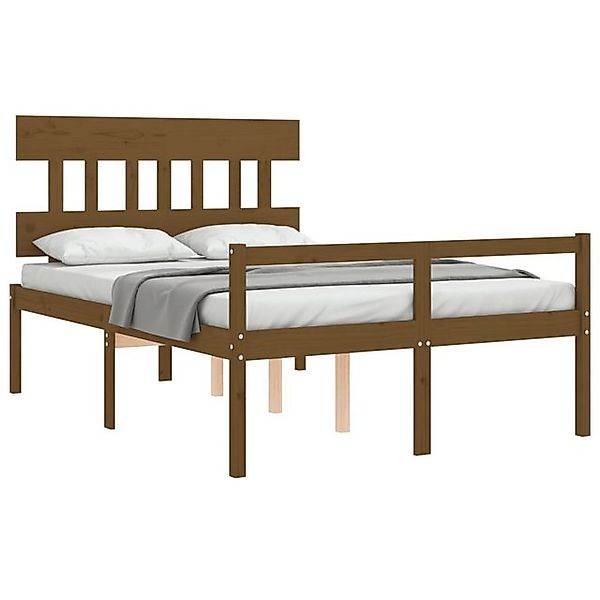 vidaXL Bett Seniorenbett mit Kopfteil 140x190 cm Honigbraun Massivholz günstig online kaufen
