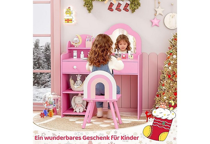 TLGREEN Schminktisch, Kinder Schminktisch mit Spiegel und Stuhl (Mädchen Sc günstig online kaufen