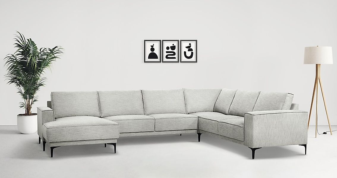 Places of Style Wohnlandschaft "XXL Sofa Oland, Struktur, Flachgewebe, Luxu günstig online kaufen