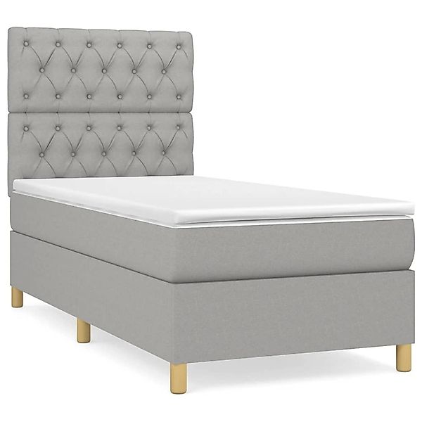 vidaXL Boxspringbett mit Matratze Hellgrau 80x200 cm Stoff1359236 günstig online kaufen