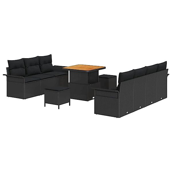 vidaXL Garten-Sofa-Set Höhenverstellbar 10-Tlg Schwarz Poly Rattan 3362094 günstig online kaufen