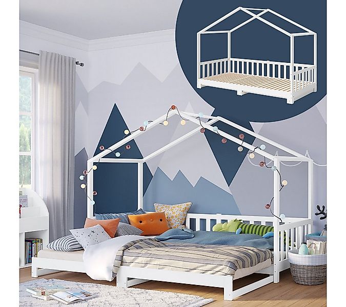 Bellabino Hausbett Bia mit Rausfallschutz und Lattenrost (weiß, optional mi günstig online kaufen