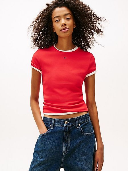 Tommy Jeans Kurzarmshirt TJW SLIM ESSENTIAL RIB SS EXT mit gerippter Strukt günstig online kaufen