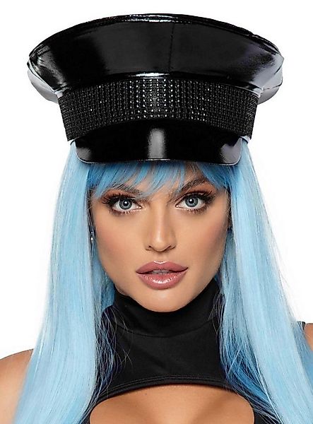 Leg Avenue Kostüm Befehlshaberin Mütze schwarz, Wetlook-Mütze im Militärloo günstig online kaufen