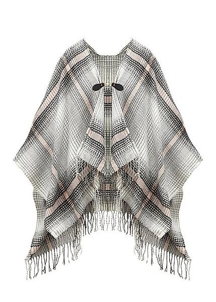 LASCANA Strickponcho Cape modisches Karo Muster günstig online kaufen