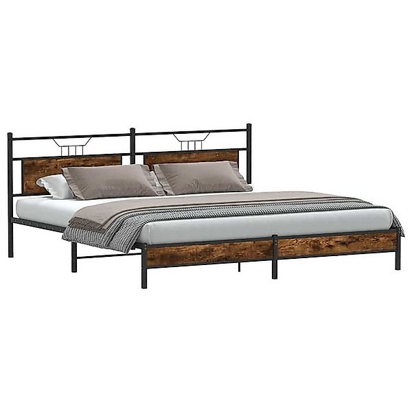 vidaXL Bett Metallbett ohne Matratze Räuchereiche 200x200 cm günstig online kaufen