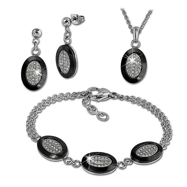 Amello Schmuckset Amello Edelstahlschmuckset Keramik Rund günstig online kaufen