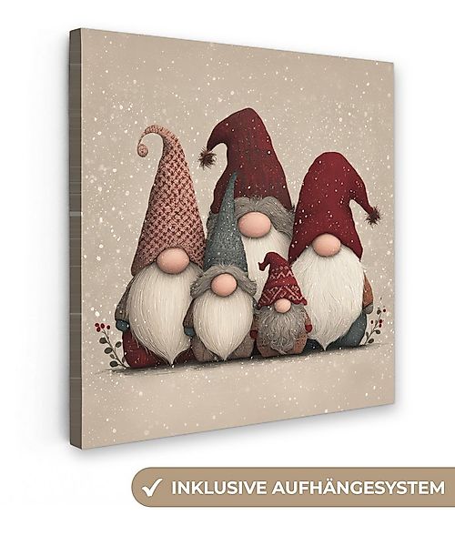 OneMillionCanvasses® Leinwandbild Wichtel - Weihnachten - Schnee - Zipfelmü günstig online kaufen