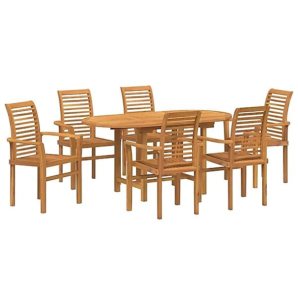 vidaXL Garten Essgruppe 7-Tlg Braun Massivholz Teak 3383948 günstig online kaufen