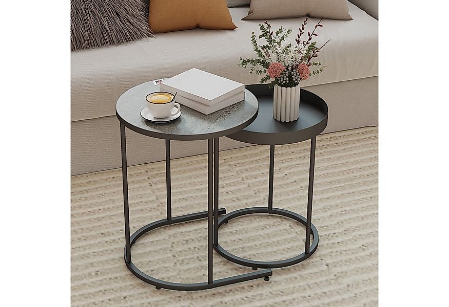 HOMCOM Beistelltisch mit Tablett-Design, Metallgestell (2er Set Wohnzimmert günstig online kaufen