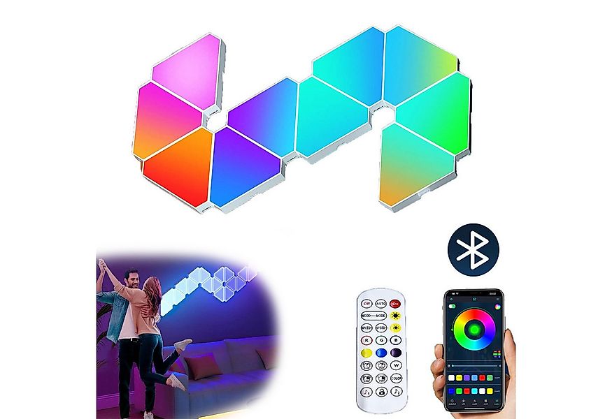 Jibenhome LED Panel LED Dreiecke Wandleuchte MusikSync Timer,Echte RGB Gami günstig online kaufen