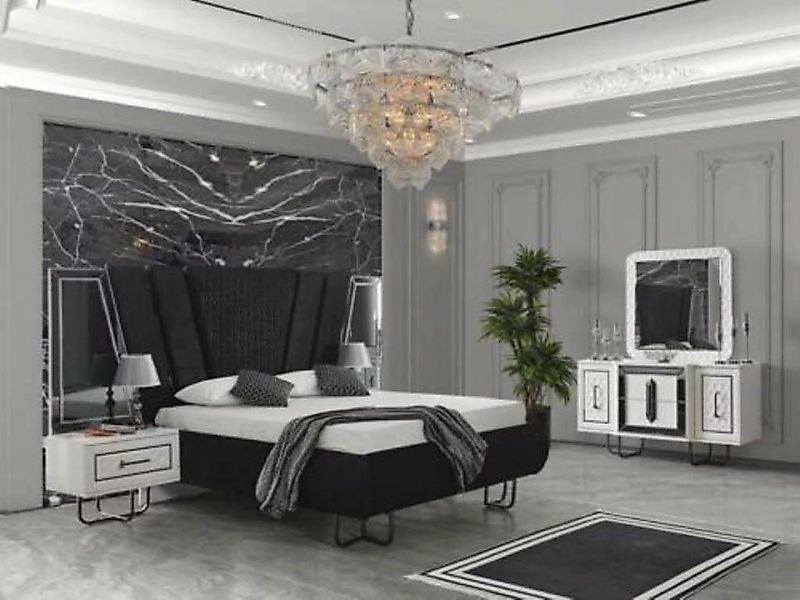 JVmoebel Bett Schlafzimmer Bett mit 2 Nachttischen Doppelbett Möbel Polster günstig online kaufen