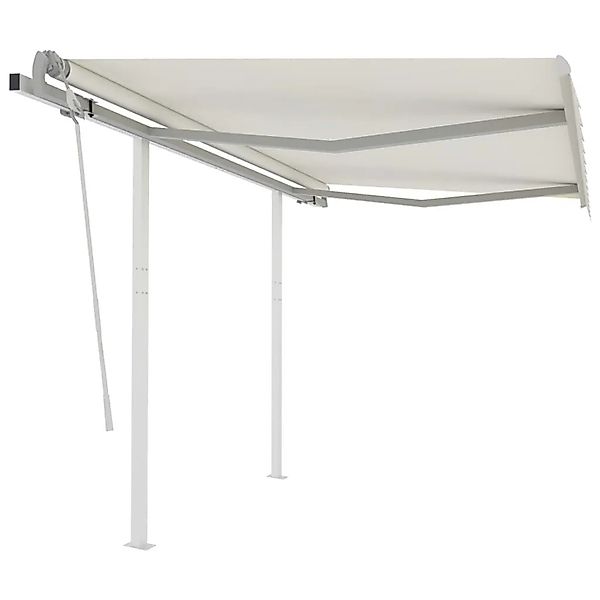 vidaXL Markise Manuell Einziehbar mit Pfosten 3,5x2,5 m Creme 3069917 günstig online kaufen