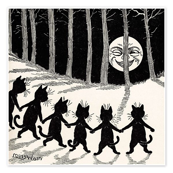 Posterlounge Wandbild Katzen bei Vollmond, Louis günstig online kaufen