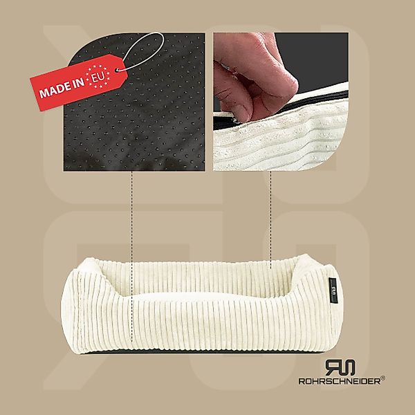 Rohrschneider Tierbett aus Cordstoff Inklusive Faltbarem Reisenapf Größe 1 günstig online kaufen