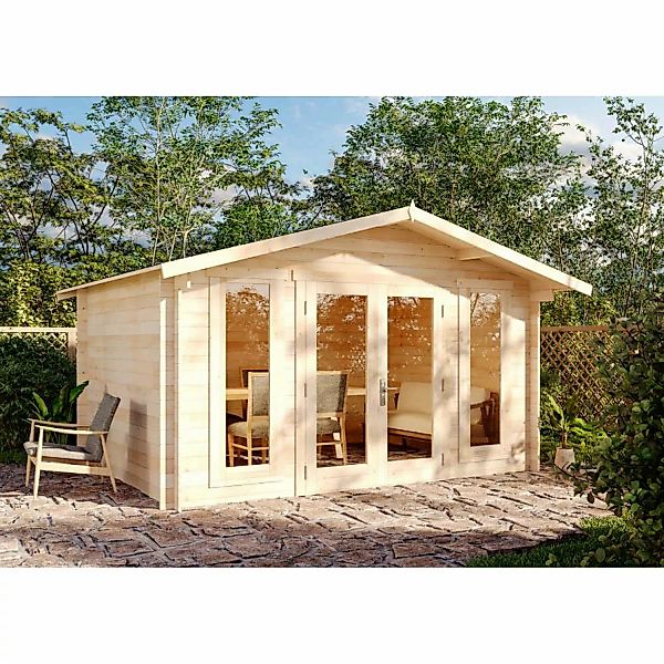 Alpholz Gartenhaus Mirko Modern Unbehandelt 380 cm x 272 cm mit 40mm Wandst günstig online kaufen