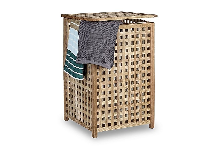 relaxdays Wäschekorb Wäschesammler Walnuss günstig online kaufen