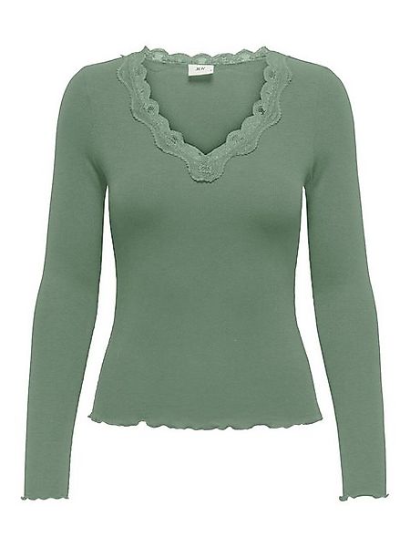 JACQUELINE de YONG T-Shirt V-Neck Shirt Top mit Spitzen-Detail und Slim Fit günstig online kaufen