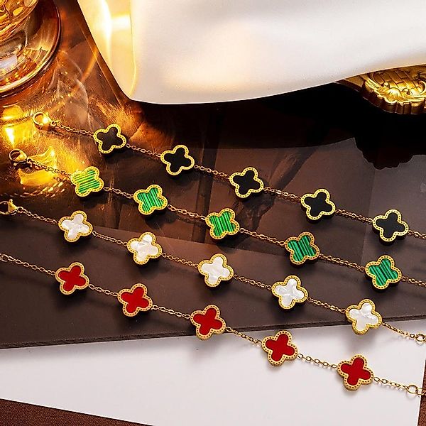 GOLDKLEIN Goldarmband Edelstahl vergoldet Blume verschiedene Farben, Damen, günstig online kaufen