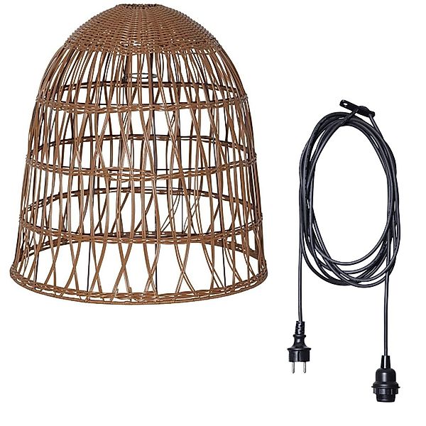 MARELIDA Hängeleuchte Lampenschirm BELL Rattanstil outdoor günstig online kaufen