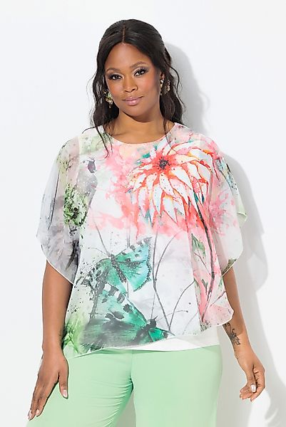 Ulla Popken Longbluse Bluse Blüten doppellagig günstig online kaufen