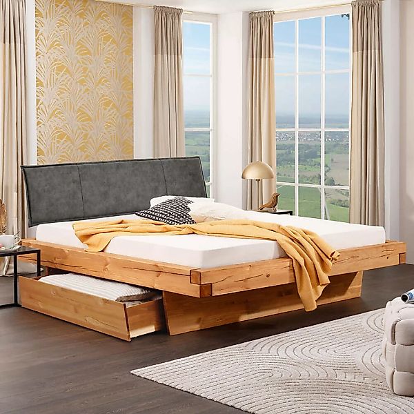 Schlafzimmer Set 3-teilig mit Massivholzbett 200x200cm, Kiefer massiv eiche günstig online kaufen