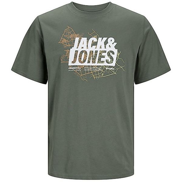 Jack & Jones Rundhalsshirt Große Größen Herren T-Shirt agavengrün Logoprint günstig online kaufen