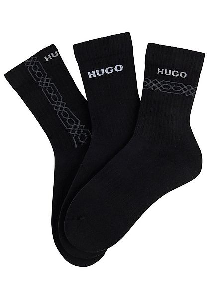 HUGO Kurzsocken (Packung, 3-Paar, 3er) Logoschriftzug, grafisches Muster günstig online kaufen
