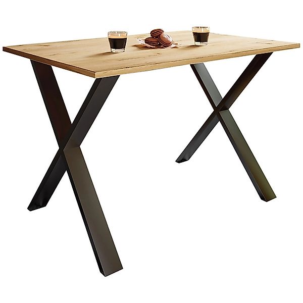 ebuy24 XonaX Esstisch 80x80 Eiche Dekor Schwarz günstig online kaufen