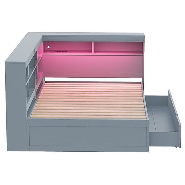 HAUSS SPOLE Schlafsofa 140x200cm mit Schubladen, USB-Steckdose, LED-Lichtle günstig online kaufen